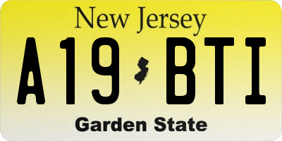 NJ license plate A19BTI