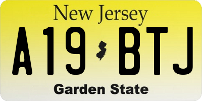 NJ license plate A19BTJ