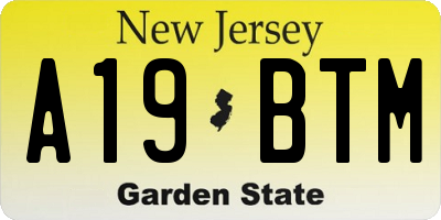 NJ license plate A19BTM