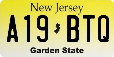NJ license plate A19BTQ