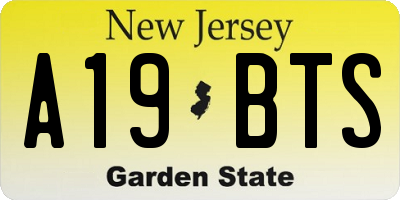 NJ license plate A19BTS