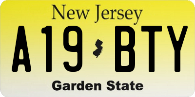 NJ license plate A19BTY