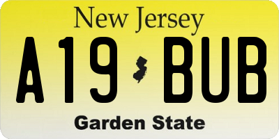 NJ license plate A19BUB