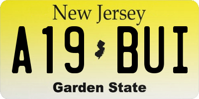 NJ license plate A19BUI