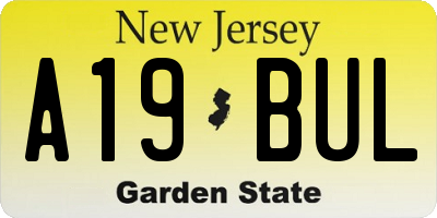 NJ license plate A19BUL
