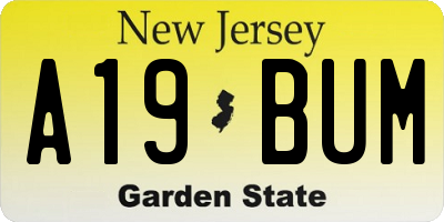 NJ license plate A19BUM