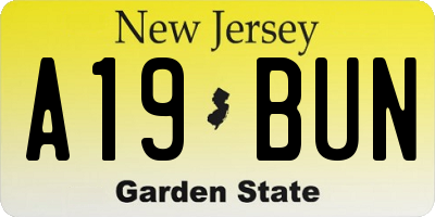 NJ license plate A19BUN
