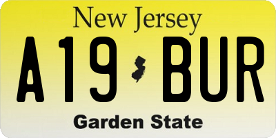 NJ license plate A19BUR