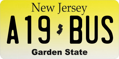 NJ license plate A19BUS
