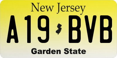 NJ license plate A19BVB