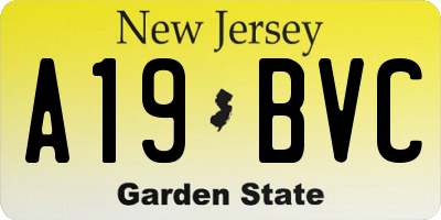 NJ license plate A19BVC