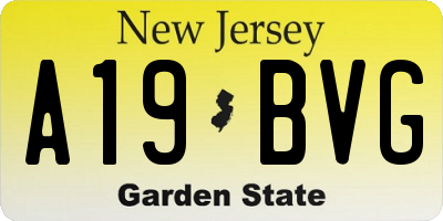 NJ license plate A19BVG