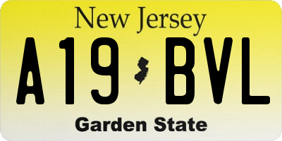 NJ license plate A19BVL