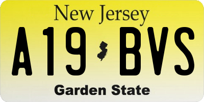 NJ license plate A19BVS