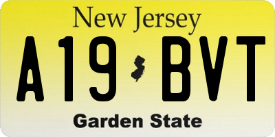 NJ license plate A19BVT