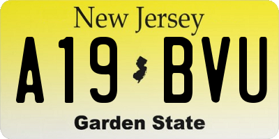 NJ license plate A19BVU