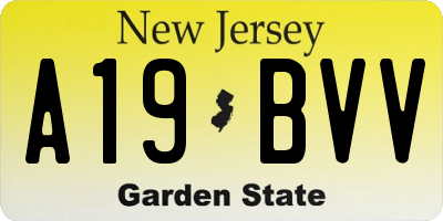 NJ license plate A19BVV