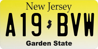 NJ license plate A19BVW