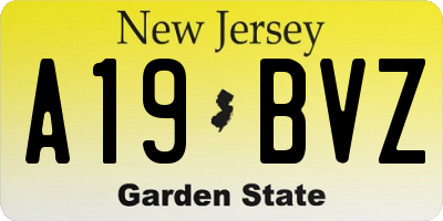 NJ license plate A19BVZ