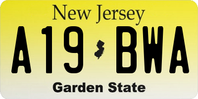 NJ license plate A19BWA