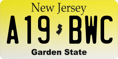 NJ license plate A19BWC