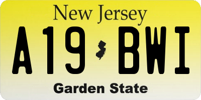 NJ license plate A19BWI