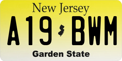 NJ license plate A19BWM