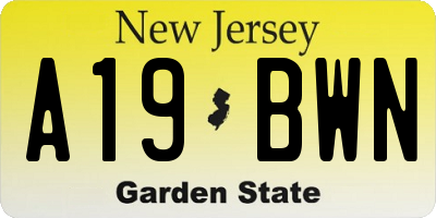 NJ license plate A19BWN
