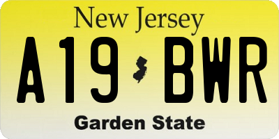 NJ license plate A19BWR