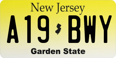 NJ license plate A19BWY
