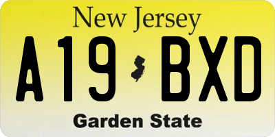 NJ license plate A19BXD