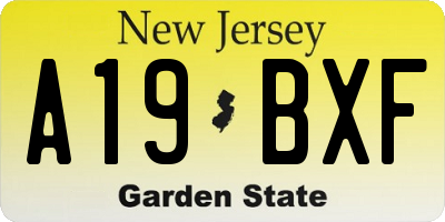 NJ license plate A19BXF