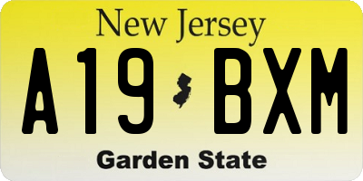 NJ license plate A19BXM