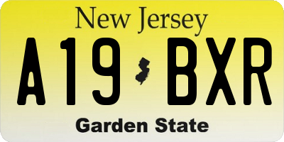 NJ license plate A19BXR