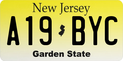 NJ license plate A19BYC