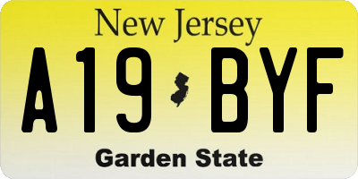 NJ license plate A19BYF