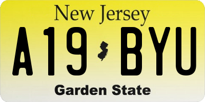 NJ license plate A19BYU