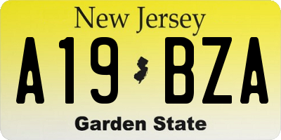 NJ license plate A19BZA