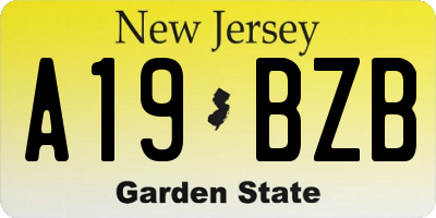 NJ license plate A19BZB