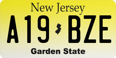 NJ license plate A19BZE