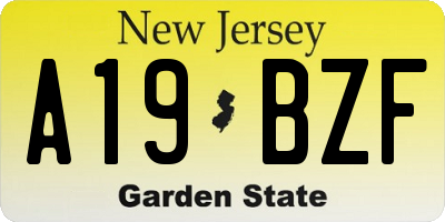 NJ license plate A19BZF