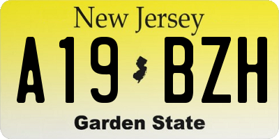 NJ license plate A19BZH
