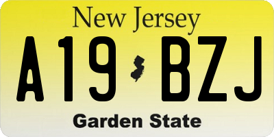 NJ license plate A19BZJ