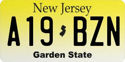 NJ license plate A19BZN
