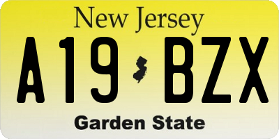 NJ license plate A19BZX