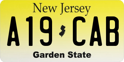 NJ license plate A19CAB