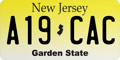 NJ license plate A19CAC