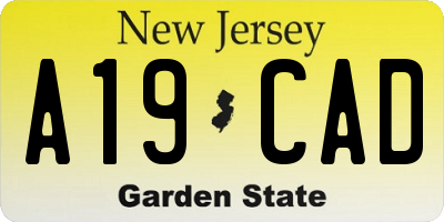 NJ license plate A19CAD