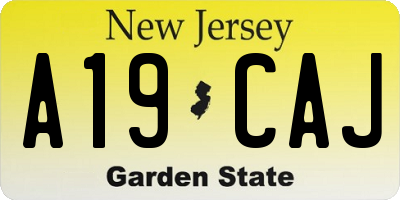 NJ license plate A19CAJ