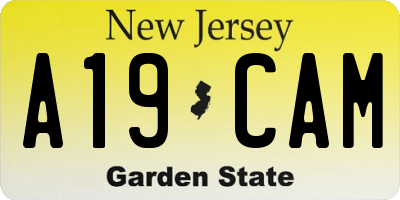 NJ license plate A19CAM